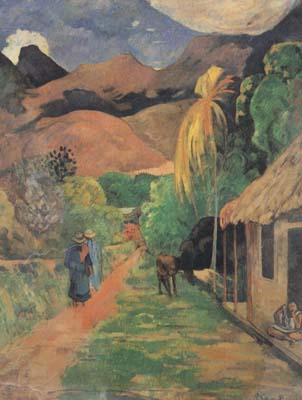 Paul Gauguin Street in Tahiti (mk07) Sweden oil painting art